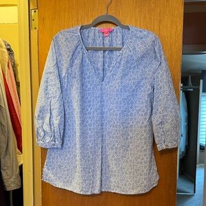 Lilly Pulitzer Light Blue Floral Blouse